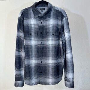 Express Gray Plaid Supersoft Flannel Button-Up Shirt